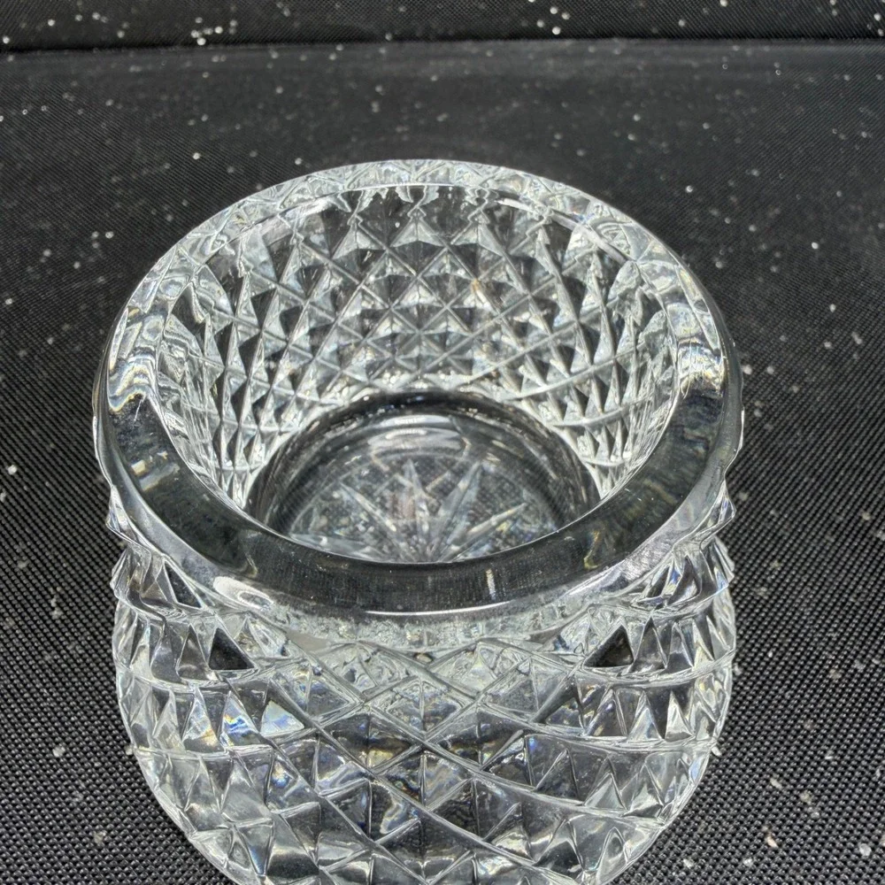 Waterford Crystal Alana Open Sugar Bowl Diamond Cut Glass Votive Holder Heavy